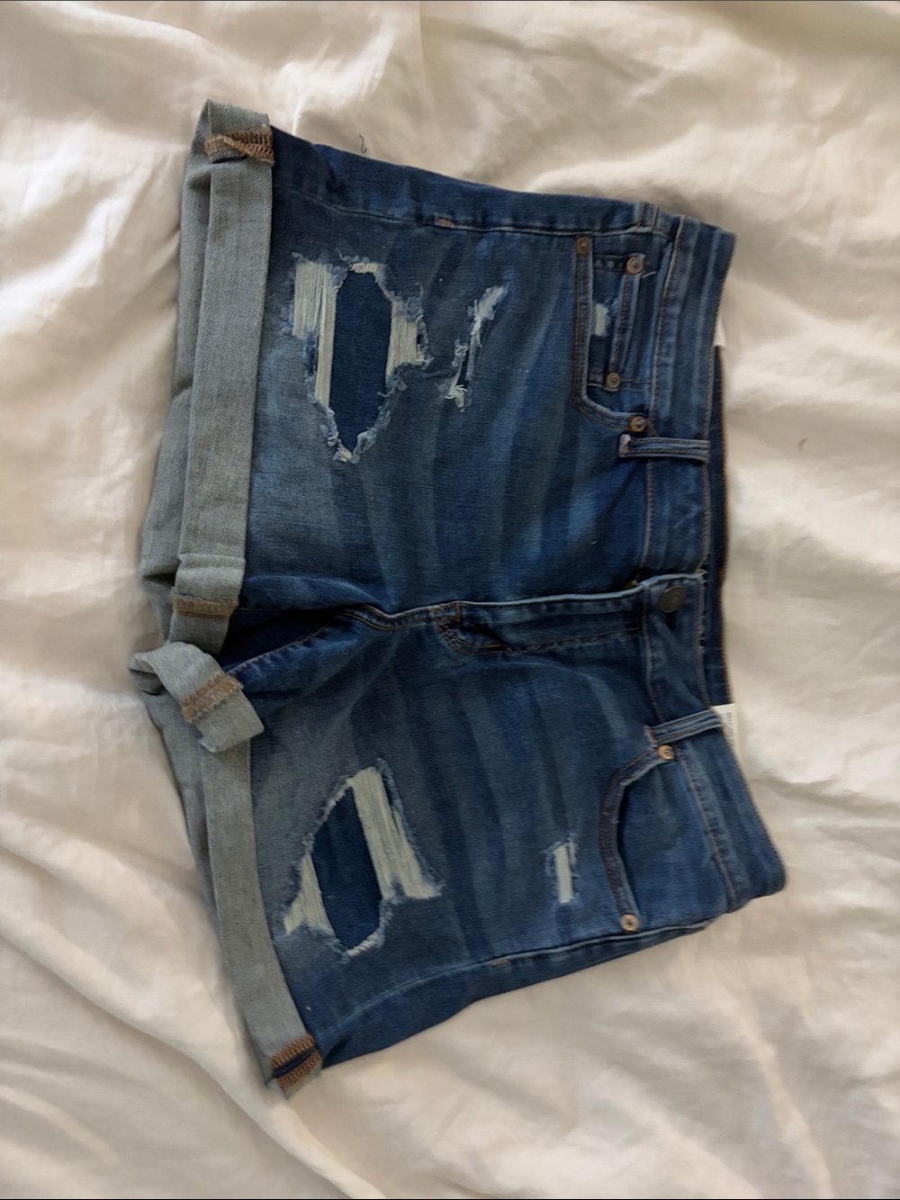 American Eagle Outfitters Distressed Dark Blue Denim Jean Shorts
